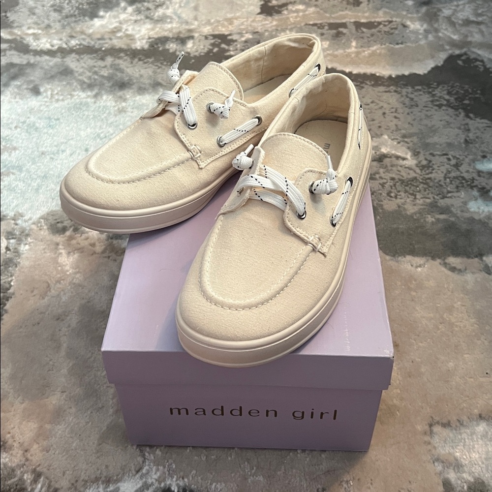 Madden Girl Off-White Boat Shoes